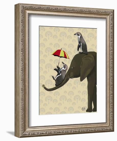 Elephant and Penguins-Fab Funky-Framed Art Print