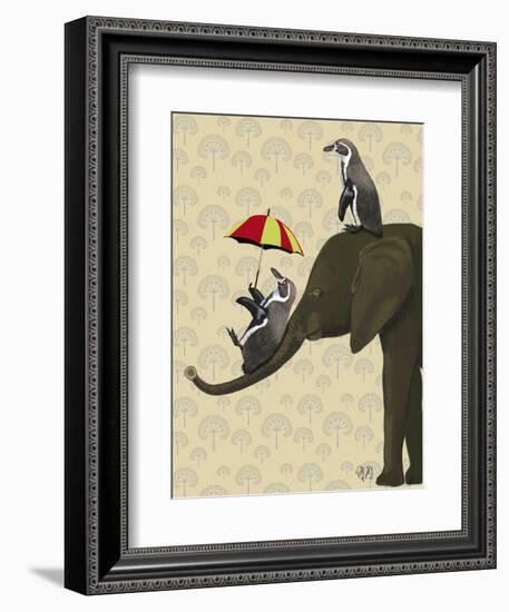 Elephant and Penguins-Fab Funky-Framed Art Print