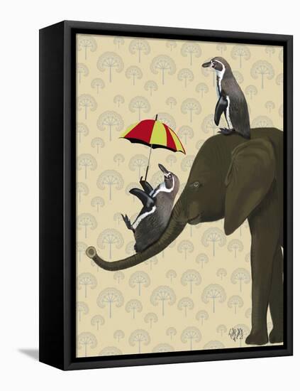 Elephant and Penguins-Fab Funky-Framed Stretched Canvas