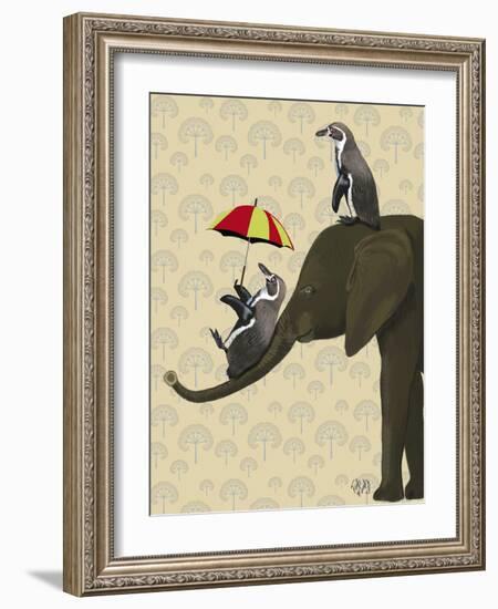 Elephant and Penguins-Fab Funky-Framed Art Print