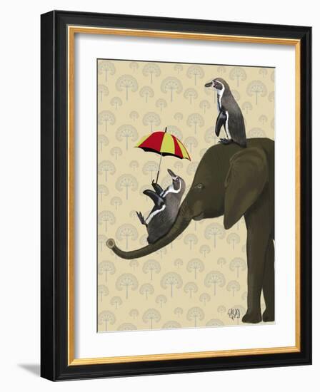 Elephant and Penguins-Fab Funky-Framed Art Print