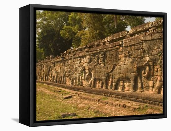 Elephant and Warrior Carvings, Cambodia-Gavriel Jecan-Framed Premier Image Canvas