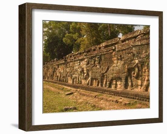 Elephant and Warrior Carvings, Cambodia-Gavriel Jecan-Framed Photographic Print