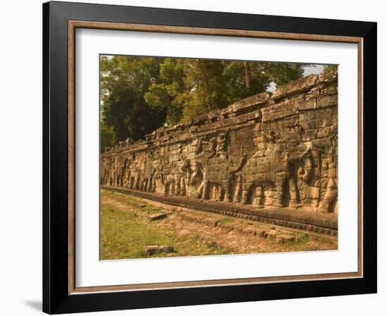 Elephant and Warrior Carvings, Cambodia-Gavriel Jecan-Framed Photographic Print