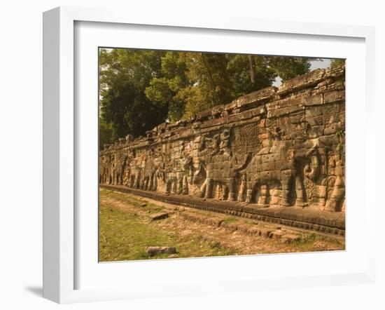 Elephant and Warrior Carvings, Cambodia-Gavriel Jecan-Framed Photographic Print