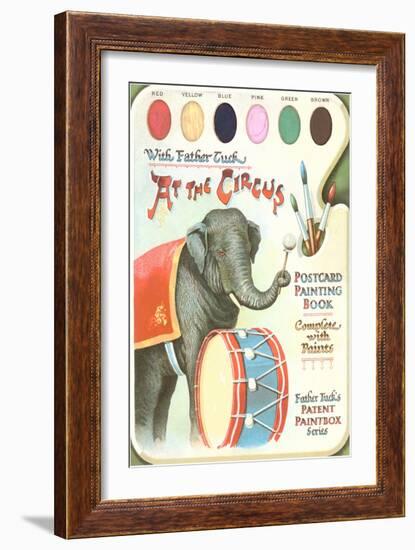 Elephant Beating Drum, Circus Painting Book-null-Framed Art Print