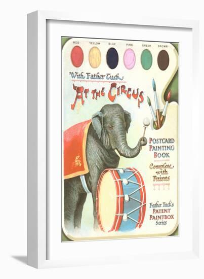Elephant Beating Drum, Circus Painting Book-null-Framed Art Print