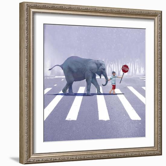 Elephant Crossing-Nancy Tillman-Framed Art Print