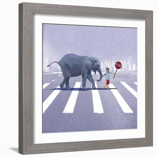 Elephant Crossing-Nancy Tillman-Framed Art Print