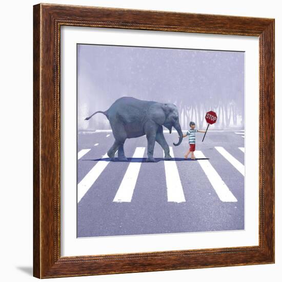 Elephant Crossing-Nancy Tillman-Framed Art Print