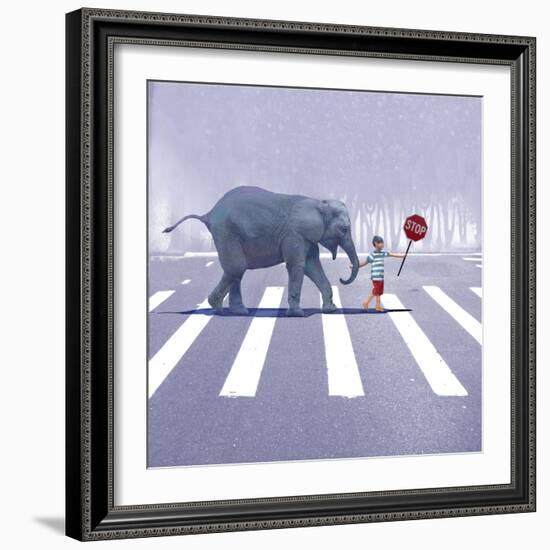 Elephant Crossing-Nancy Tillman-Framed Art Print