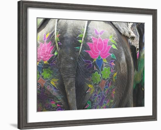 Elephant Decorated with Colorful Painting at Elephant Festival, Jaipur, Rajasthan, India-Keren Su-Framed Photographic Print