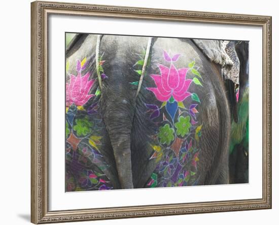 Elephant Decorated with Colorful Painting at Elephant Festival, Jaipur, Rajasthan, India-Keren Su-Framed Photographic Print