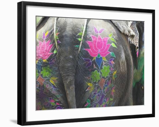 Elephant Decorated with Colorful Painting at Elephant Festival, Jaipur, Rajasthan, India-Keren Su-Framed Photographic Print