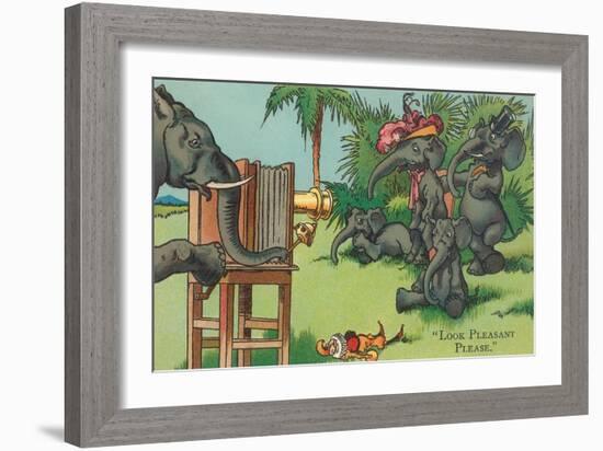 Elephant Family Getting Picture Taken-null-Framed Art Print