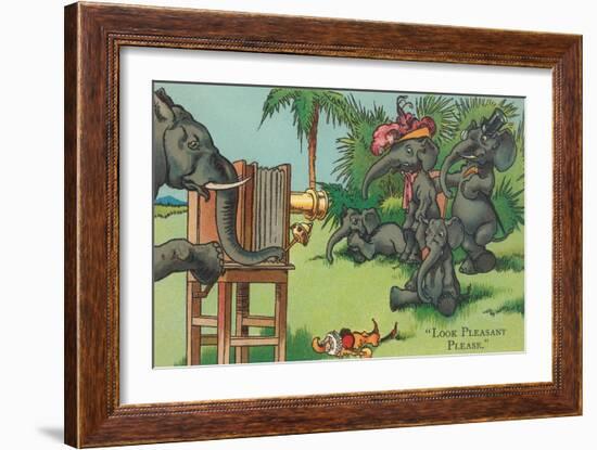 Elephant Family Getting Picture Taken-null-Framed Art Print