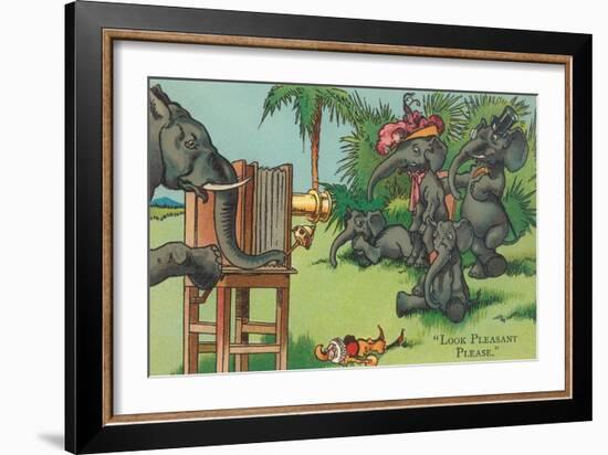 Elephant Family Getting Picture Taken-null-Framed Art Print