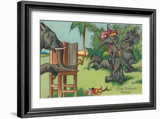 Elephant Family Getting Picture Taken-null-Framed Art Print