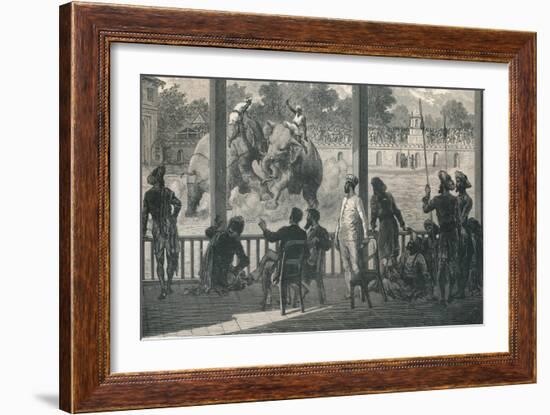 Elephant Fight at Baroda, 1896-null-Framed Giclee Print