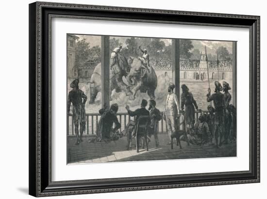 Elephant Fight at Baroda, 1896-null-Framed Giclee Print