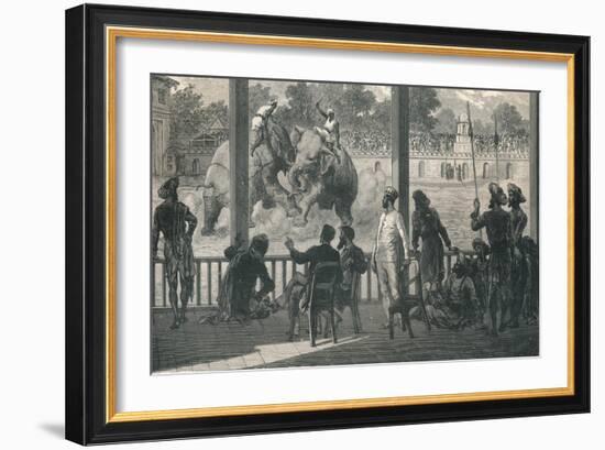 Elephant Fight at Baroda, 1896-null-Framed Giclee Print