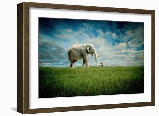 Elephant Follow Me-Jeff Madison-Framed Art Print