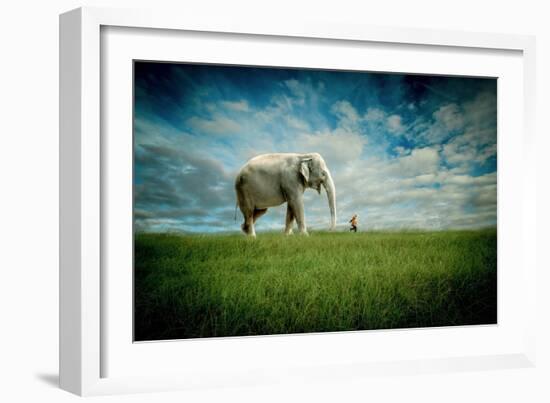 Elephant Follow Me-Jeff Madison-Framed Art Print