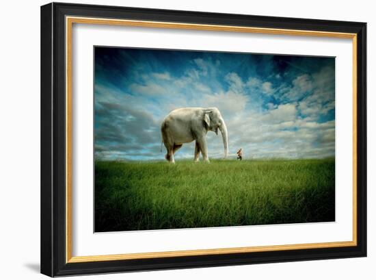 Elephant Follow Me-Jeff Madison-Framed Art Print