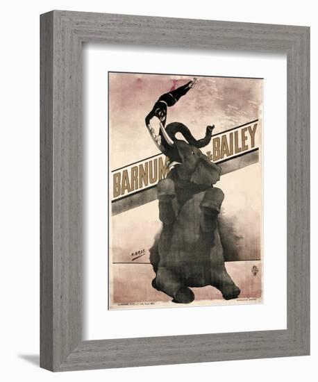 Elephant Gray Barnum and Bailey-null-Framed Giclee Print