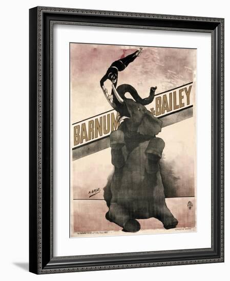 Elephant Gray Barnum and Bailey-null-Framed Giclee Print