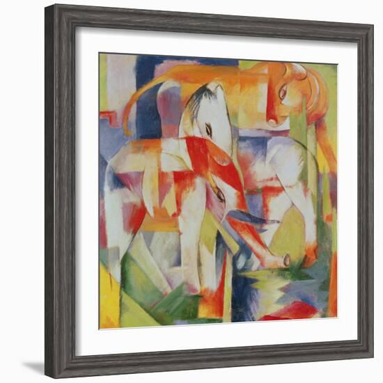 Elephant, Horse and Cow, 1914-Franz Marc-Framed Premium Giclee Print