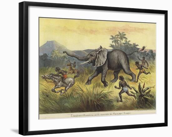 Elephant Hunting with Swords by Hamran Arabs-null-Framed Giclee Print