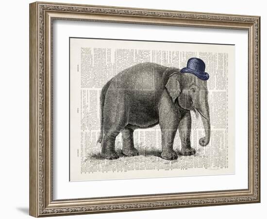 Elephant In A Bowler-Christopher James-Framed Art Print