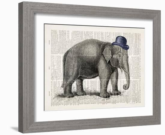 Elephant In A Bowler-Christopher James-Framed Art Print