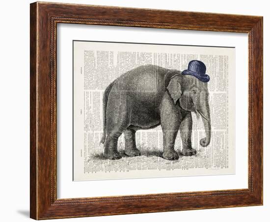 Elephant In A Bowler-Christopher James-Framed Art Print