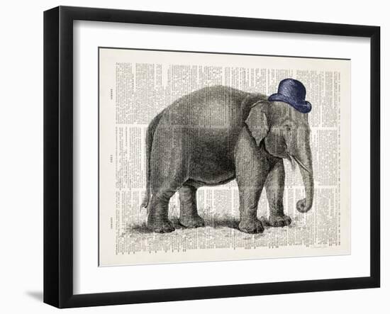 Elephant In A Bowler-Christopher James-Framed Art Print