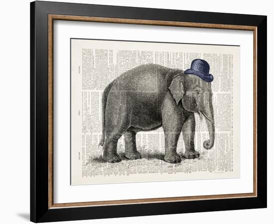 Elephant In A Bowler-Christopher James-Framed Art Print