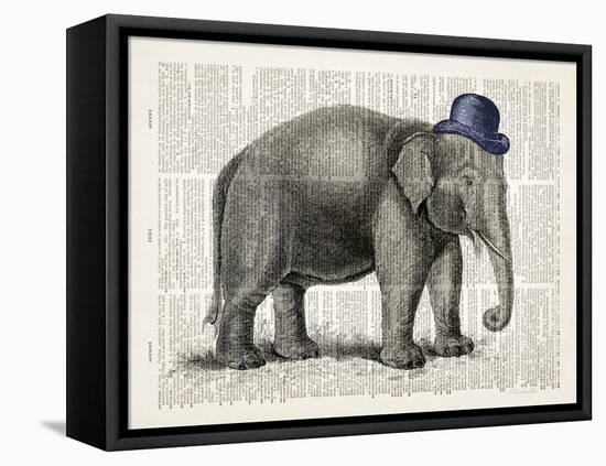 Elephant In A Bowler-Christopher James-Framed Stretched Canvas