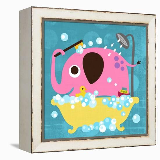 Elephant in Bathtub-Nancy Lee-Framed Stretched Canvas