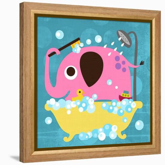 Elephant in Bathtub-Nancy Lee-Framed Stretched Canvas