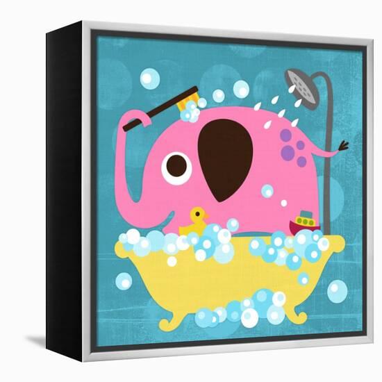 Elephant in Bathtub-Nancy Lee-Framed Stretched Canvas