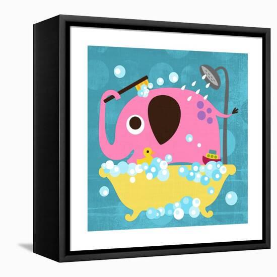 Elephant in Bathtub-Nancy Lee-Framed Stretched Canvas