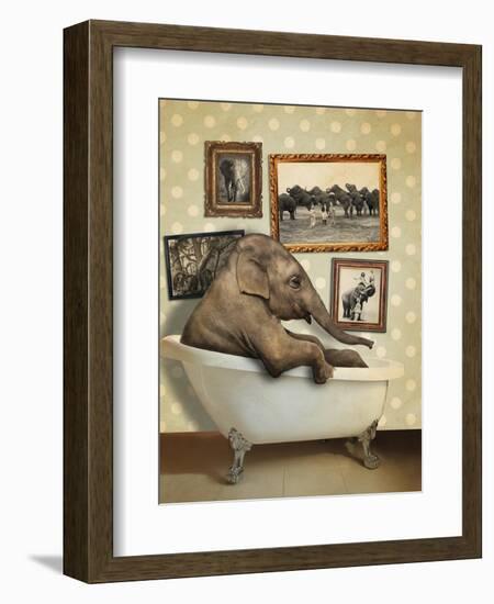 Elephant in Tub-J Hovenstine Studios-Framed Premium Giclee Print