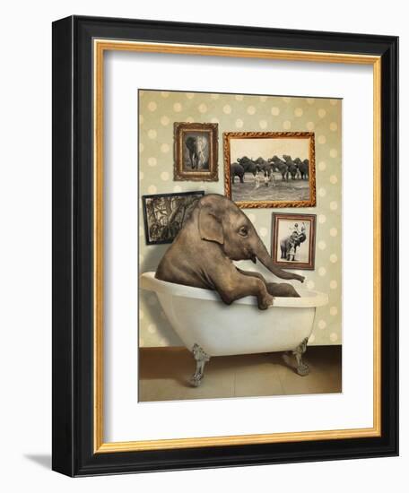 Elephant in Tub-J Hovenstine Studios-Framed Premium Giclee Print