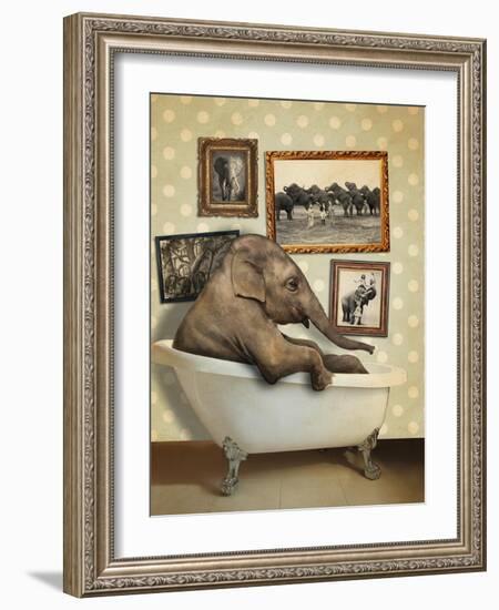 Elephant in Tub-J Hovenstine Studios-Framed Giclee Print