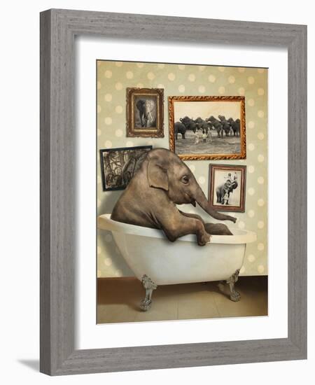 Elephant in Tub-J Hovenstine Studios-Framed Giclee Print