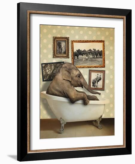 Elephant in Tub-J Hovenstine Studios-Framed Giclee Print