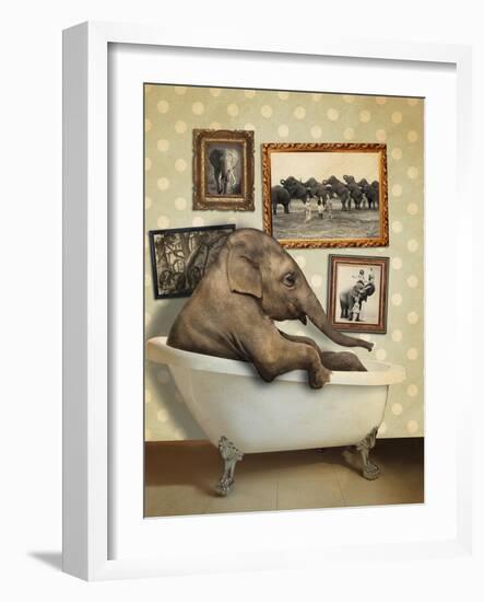 Elephant in Tub-J Hovenstine Studios-Framed Giclee Print