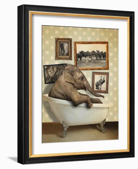 Elephant in Tub-J Hovenstine Studios-Framed Giclee Print