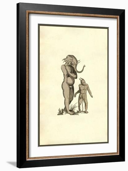 Elephant Man And Horned Boy-Ulisse Aldrovandi-Framed Art Print